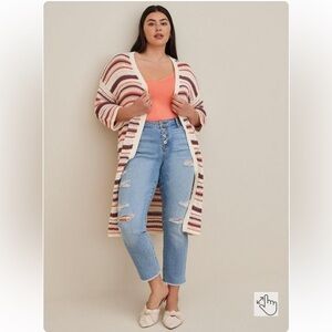 Torrid Kimono Cardigan - Cotton Multi Stripes